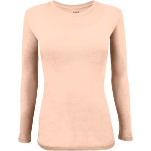 Natural Uniforms Women’s Under Scrub Tee Crew Neck Long Sleeve T-Shirt(Nude)