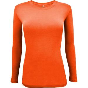 Natural Uniforms Women’s Under Scrub Tee Crew Neck Long Sleeve T-Shirt(Orange)