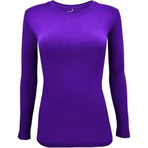 Natural Uniforms Women’s Under Scrub Tee Crew Neck Long Sleeve T-Shirt(Purple)