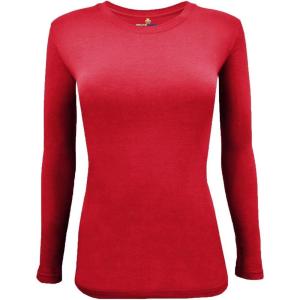Natural Uniforms Women’s Under Scrub Tee Crew Neck Long Sleeve T-Shirt(Red)