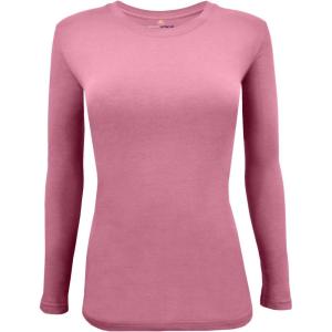 Natural Uniforms Women’s Under Scrub Tee Crew Neck Long Sleeve T-Shirt(Rose)