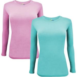 Natural Uniforms Women’s Under Scrub Tee Crew Neck Long Sleeve T-Shirt(Z-2pk-pnk/Aqq)