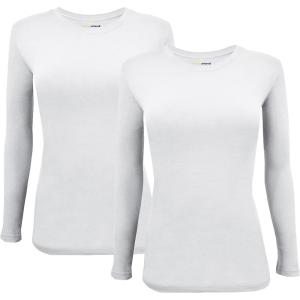 Natural Uniforms Women’s Under Scrub Tee Crew Neck Long Sleeve T-Shirt(Z-2pk-wht/Wht)