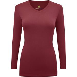 Natural Uniforms Women’s Under Scrub Tee V-Neck Long Sleeve T-Shirt(Burgundy)