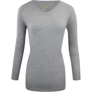 Natural Uniforms Women’s Under Scrub Tee V-Neck Long Sleeve T-Shirt(Heather Charcoal)