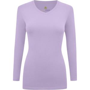 Natural Uniforms Women’s Under Scrub Tee V-Neck Long Sleeve T-Shirt(Lavender)