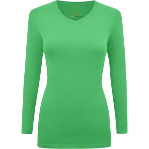 Natural Uniforms Women’s Under Scrub Tee V-Neck Long Sleeve T-Shirt(Light Green)