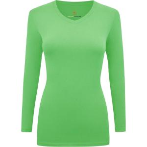 Natural Uniforms Women’s Under Scrub Tee V-Neck Long Sleeve T-Shirt(Lime Green)