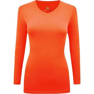 Natural Uniforms Women’s Under Scrub Tee V-Neck Long Sleeve T-Shirt(Orange)