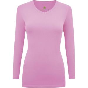 Natural Uniforms Women’s Under Scrub Tee V-Neck Long Sleeve T-Shirt(Pink)