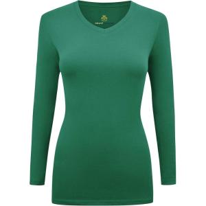 Natural Uniforms Women’s Under Scrub Tee V-Neck Long Sleeve T-Shirt(True Hunter Green)
