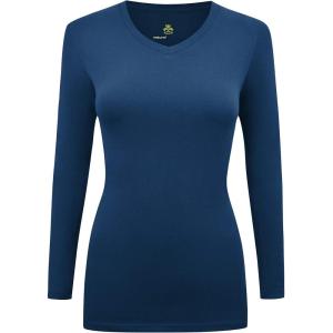 Natural Uniforms Women’s Under Scrub Tee V-Neck Long Sleeve T-Shirt(True Navy Blue)