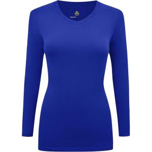 Natural Uniforms Women’s Under Scrub Tee V-Neck Long Sleeve T-Shirt(True Royal Blue)