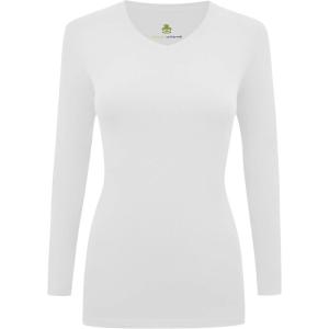 Natural Uniforms Women’s Under Scrub Tee V-Neck Long Sleeve T-Shirt(White)