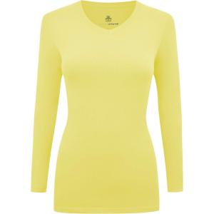 Natural Uniforms Women’s Under Scrub Tee V-Neck Long Sleeve T-Shirt(Yellow)