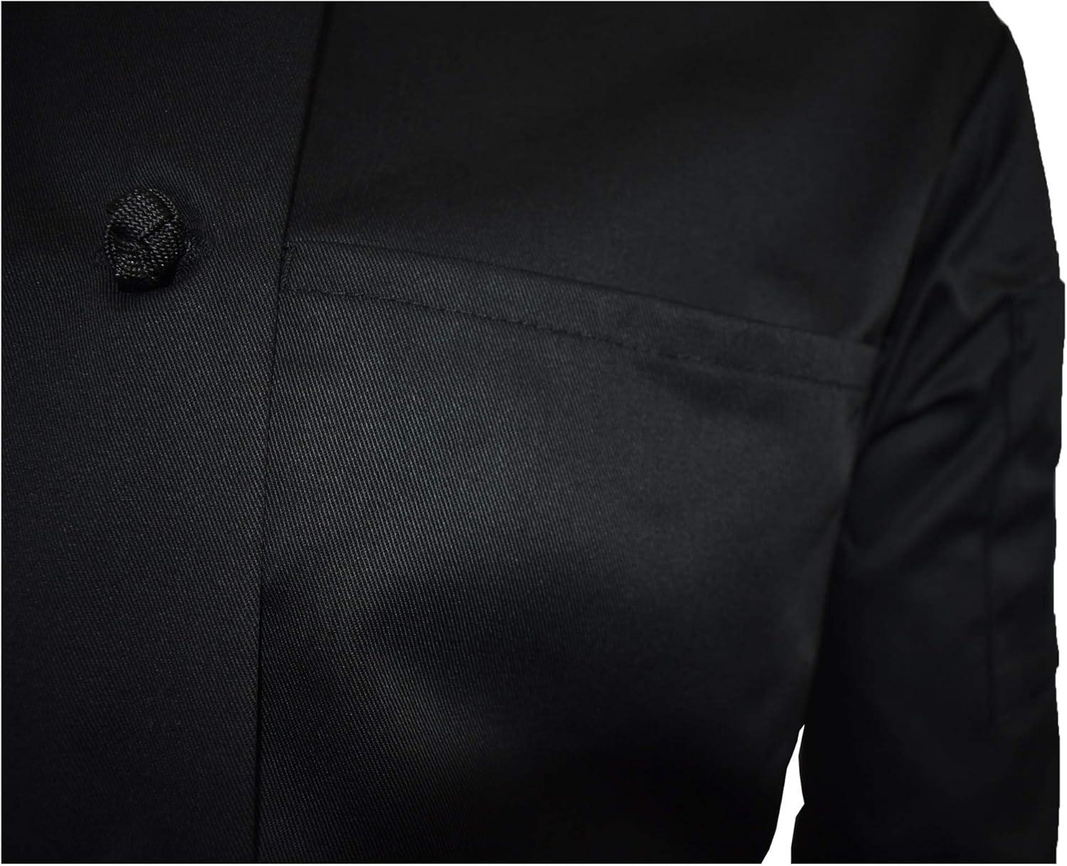 imageChef Apparel Knot Button Chef Coat with Thermometer Pocket Medium 12 Pack Black