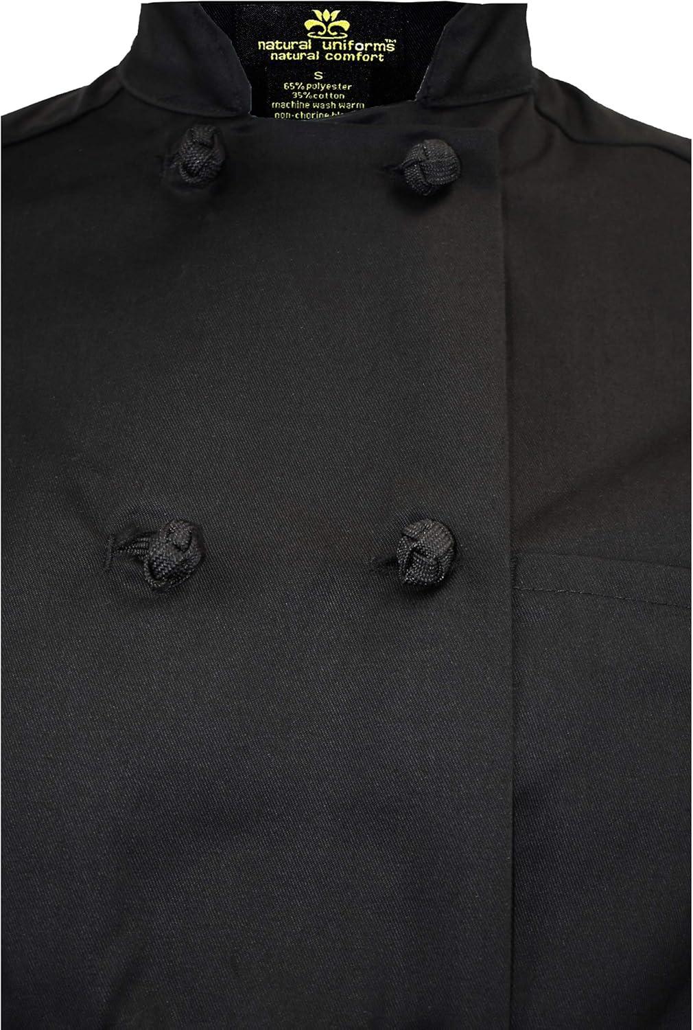 imageChef Apparel Knot Button Chef Coat with Thermometer Pocket Medium 3 Pack Black