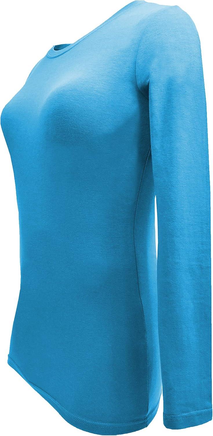 imageMampM Scrubs Long Sleeve TShirt Under Scrub TopSuper Soft and Stretchy Multi Pack of 5Water Blue