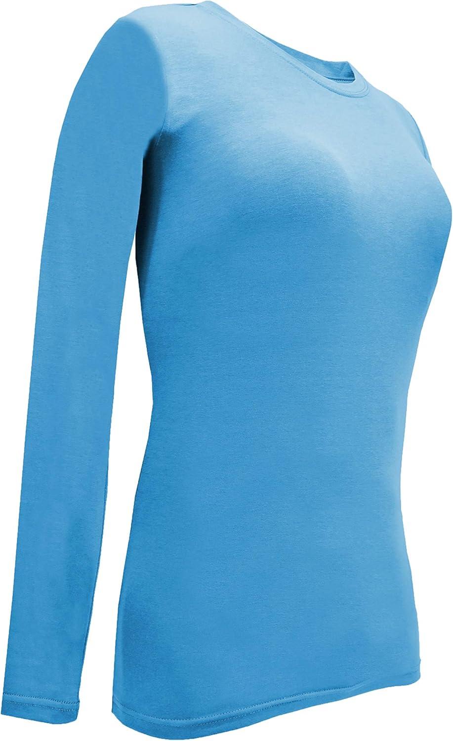 imageMampM Scrubs Long Sleeve TShirt Under Scrub TopSuper Soft and Stretchy Multi Pack of 5Water Blue
