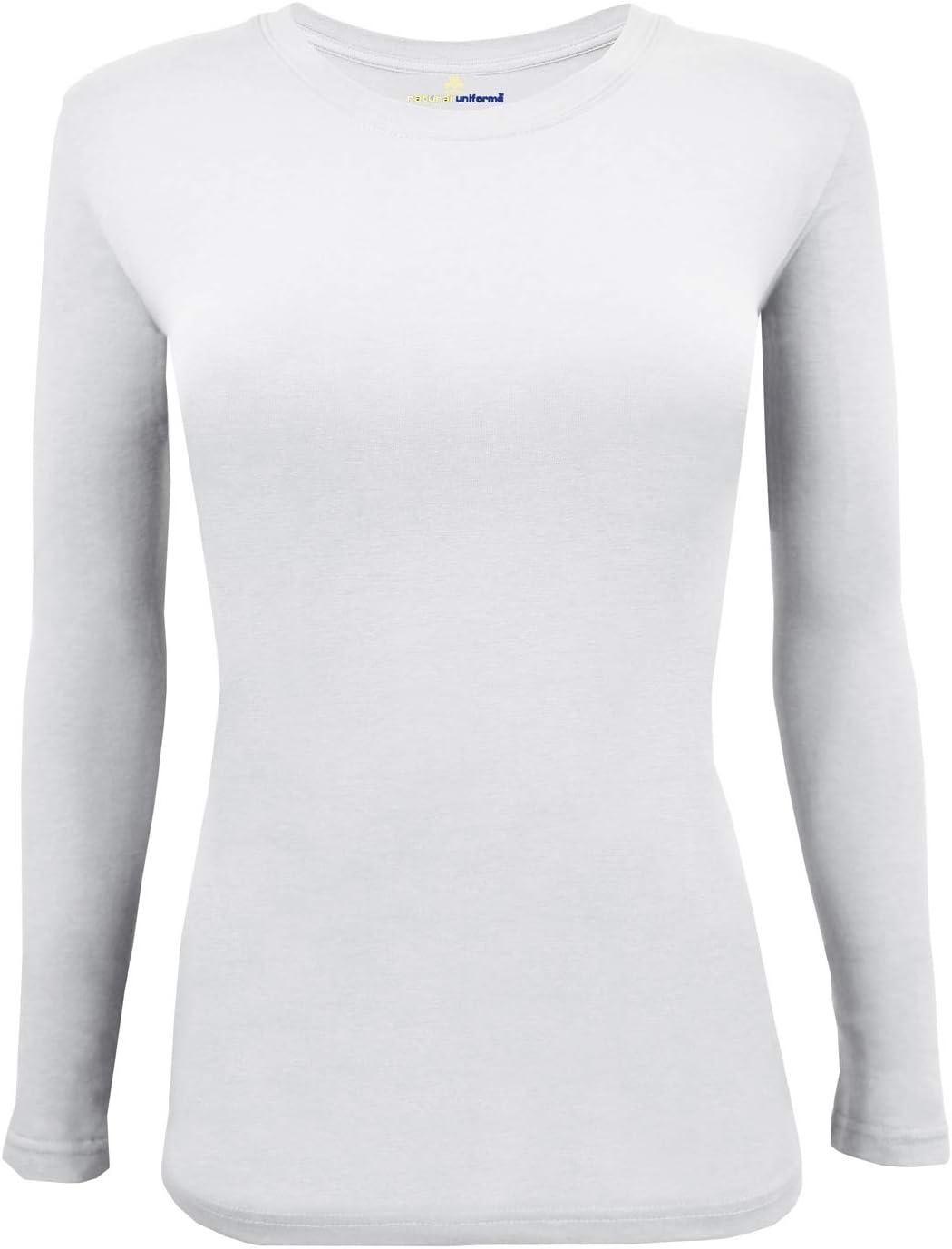 imageMampM Scrubs Long Sleeve TShirt Under Scrub TopSuper Soft and Stretchy Multi Pack of 5White