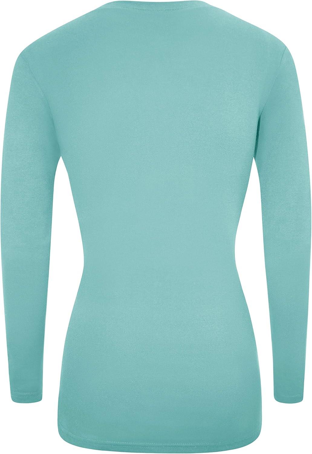 imageMampM Scrubs Womens Long Sleeve VNeck Under Scrub Stretch TShirt3PackAqua