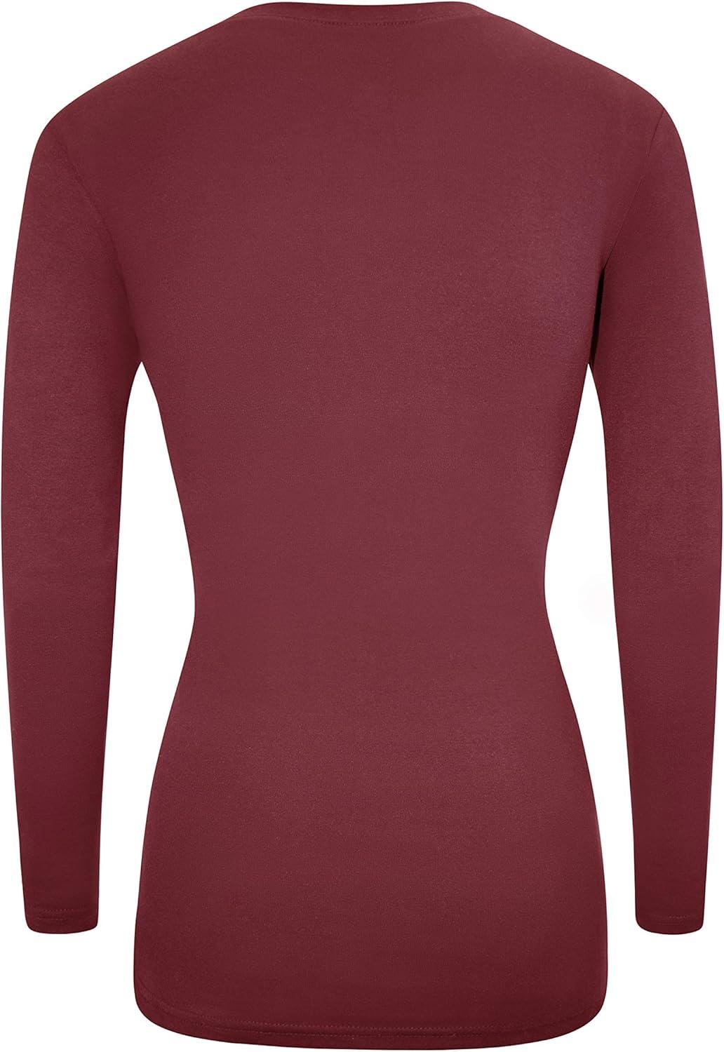 imageMampM Scrubs Womens Long Sleeve VNeck Under Scrub Stretch TShirt3PackBurgundy