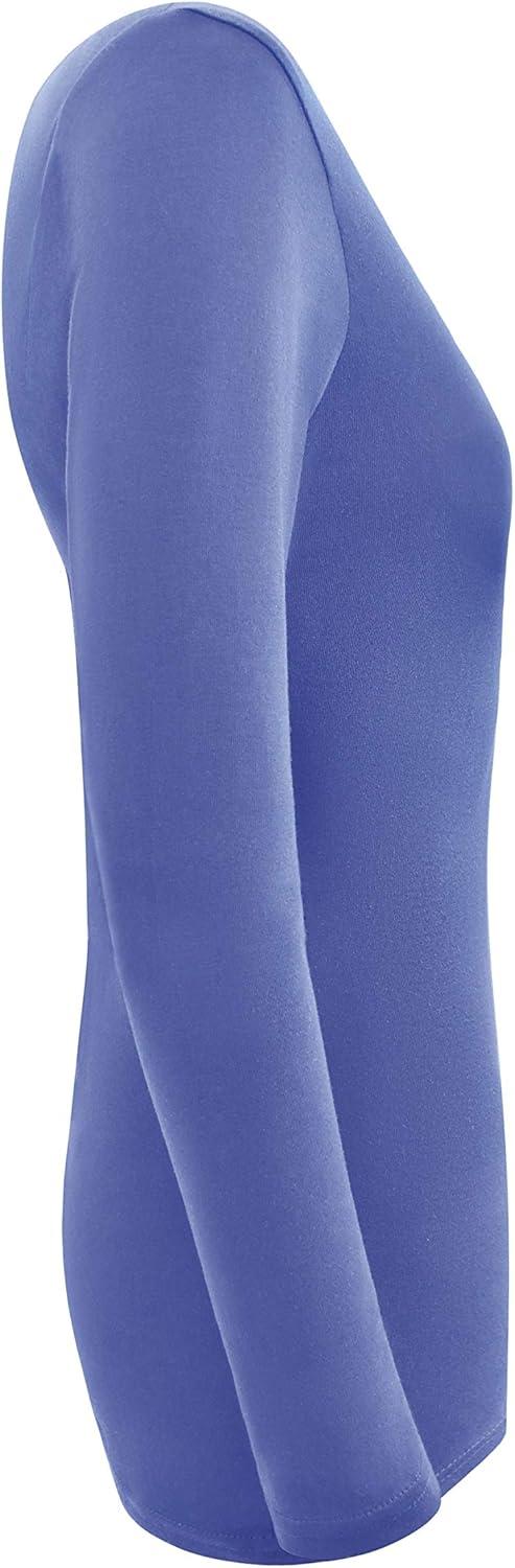 imageMampM Scrubs Womens Long Sleeve VNeck Under Scrub Stretch TShirt3PackCeil Blue