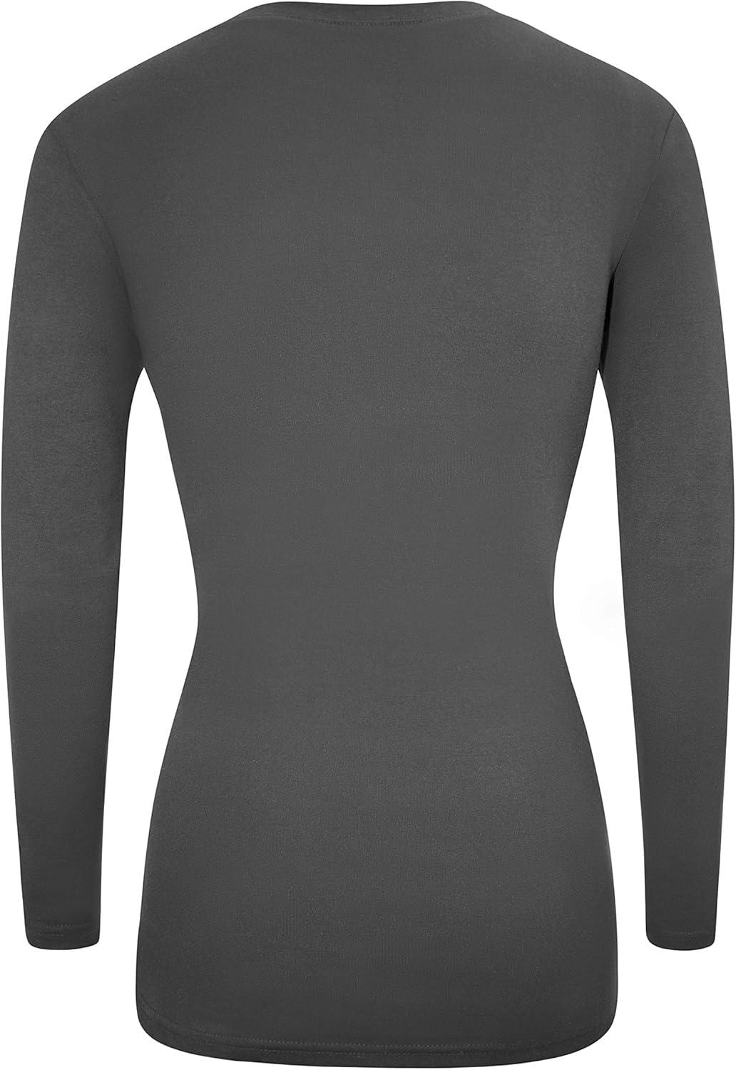 imageMampM Scrubs Womens Long Sleeve VNeck Under Scrub Stretch TShirt3PackCharcoal