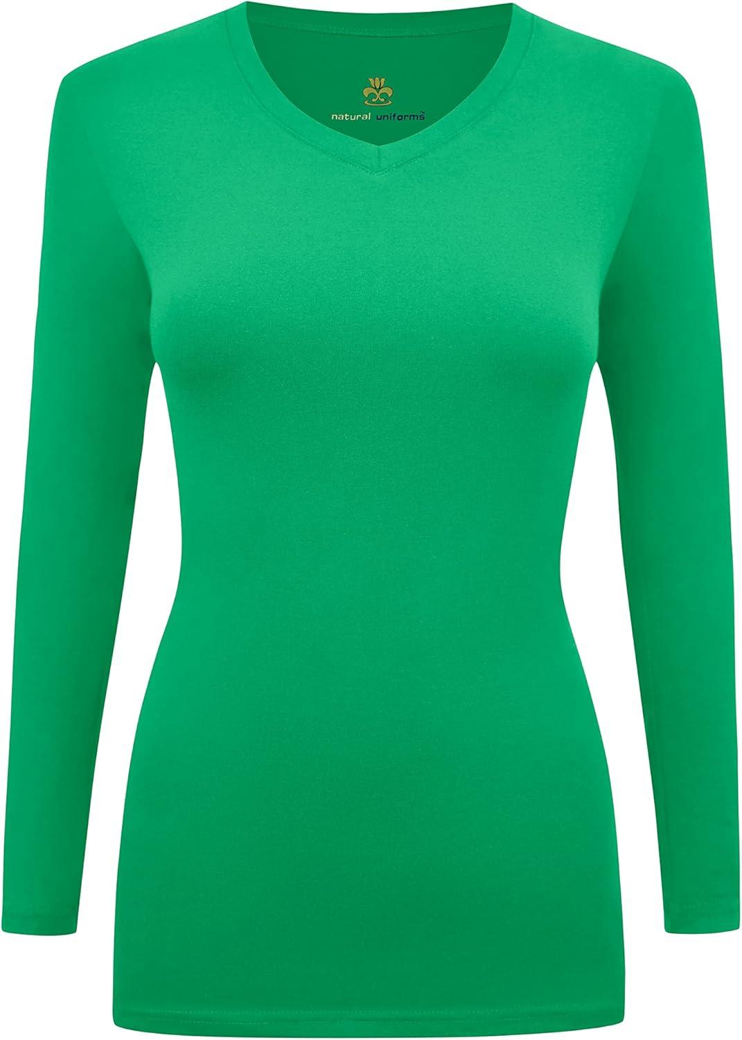 imageMampM Scrubs Womens Long Sleeve VNeck Under Scrub Stretch TShirt3PackGreen