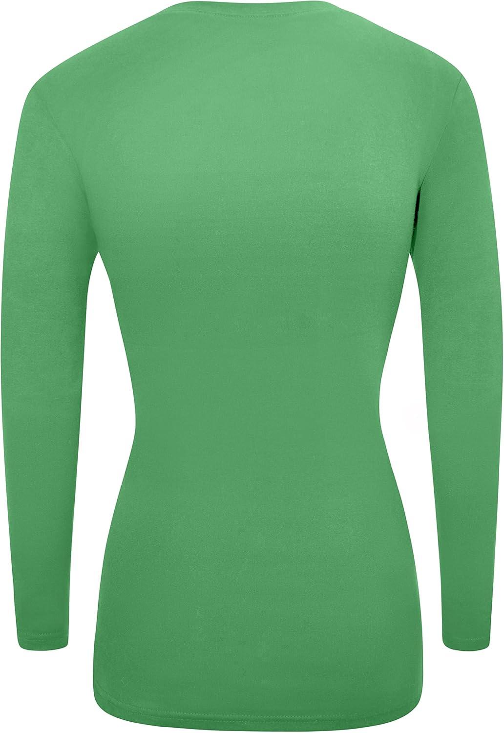 imageMampM Scrubs Womens Long Sleeve VNeck Under Scrub Stretch TShirt3PackGreen