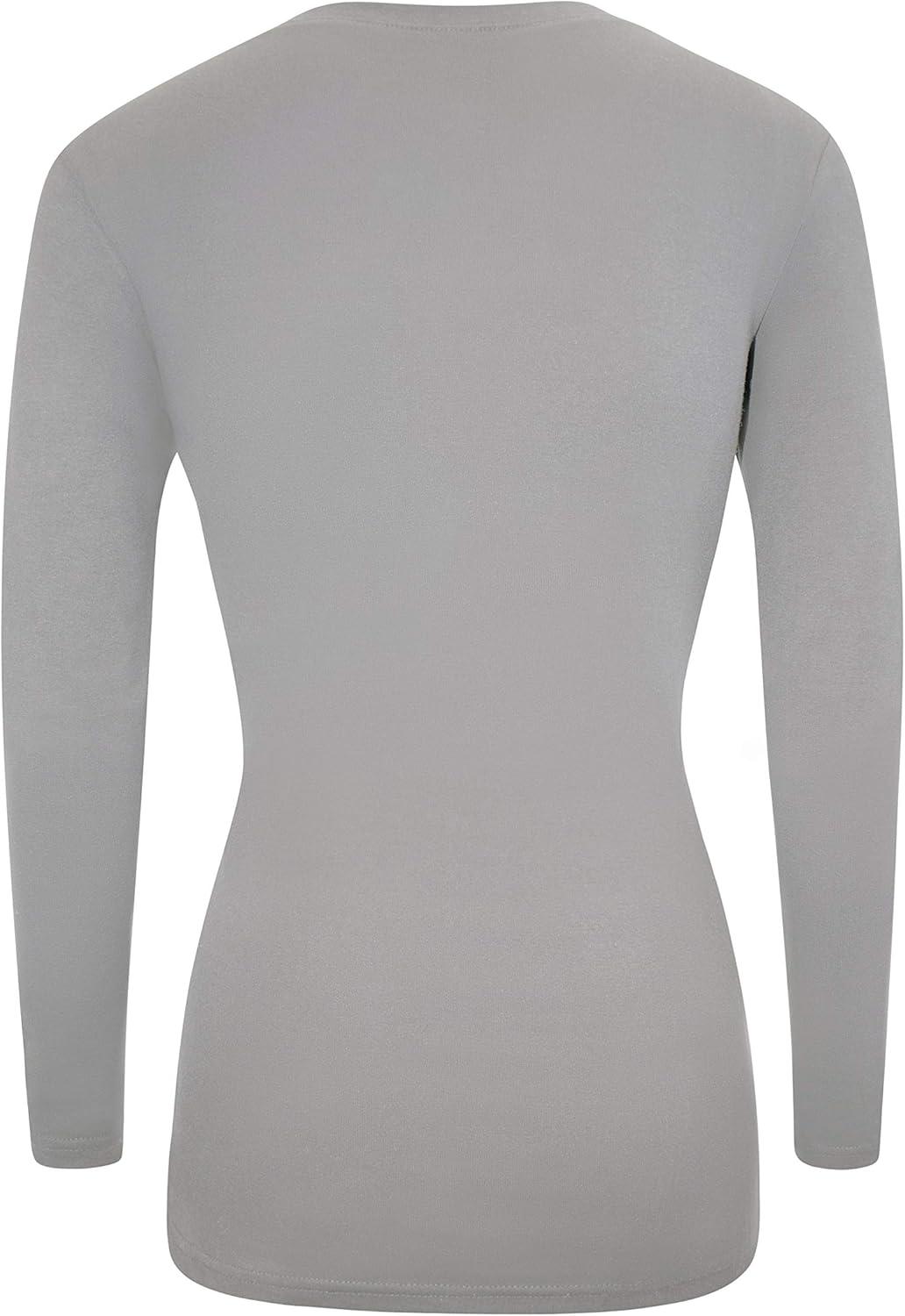 imageMampM Scrubs Womens Long Sleeve VNeck Under Scrub Stretch TShirt3PackGrey