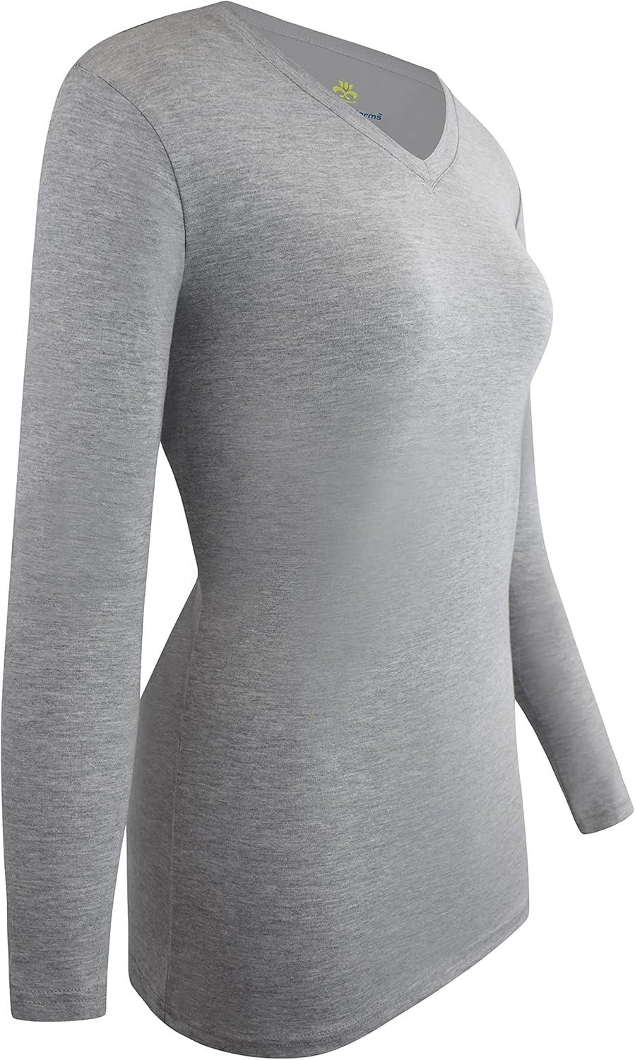 imageMampM Scrubs Womens Long Sleeve VNeck Under Scrub Stretch TShirt3PackHeather Charcoal