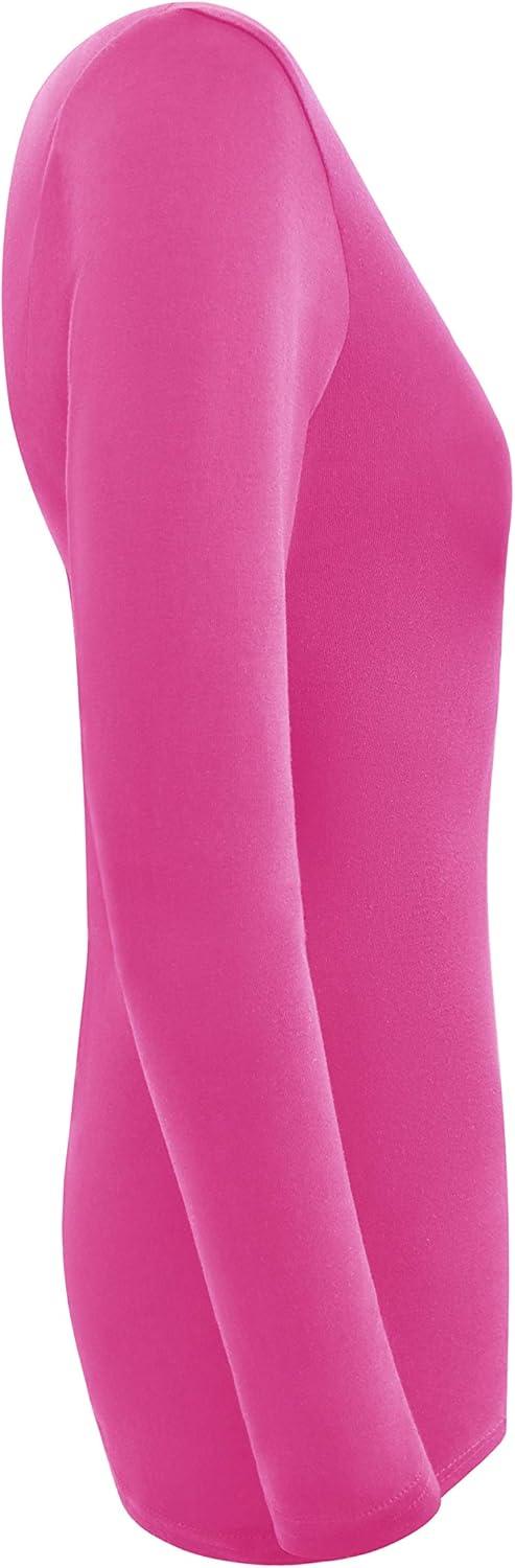 imageMampM Scrubs Womens Long Sleeve VNeck Under Scrub Stretch TShirt3PackHot Pink
