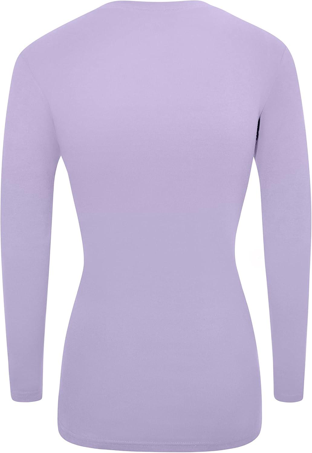 imageMampM Scrubs Womens Long Sleeve VNeck Under Scrub Stretch TShirt3PackLavender