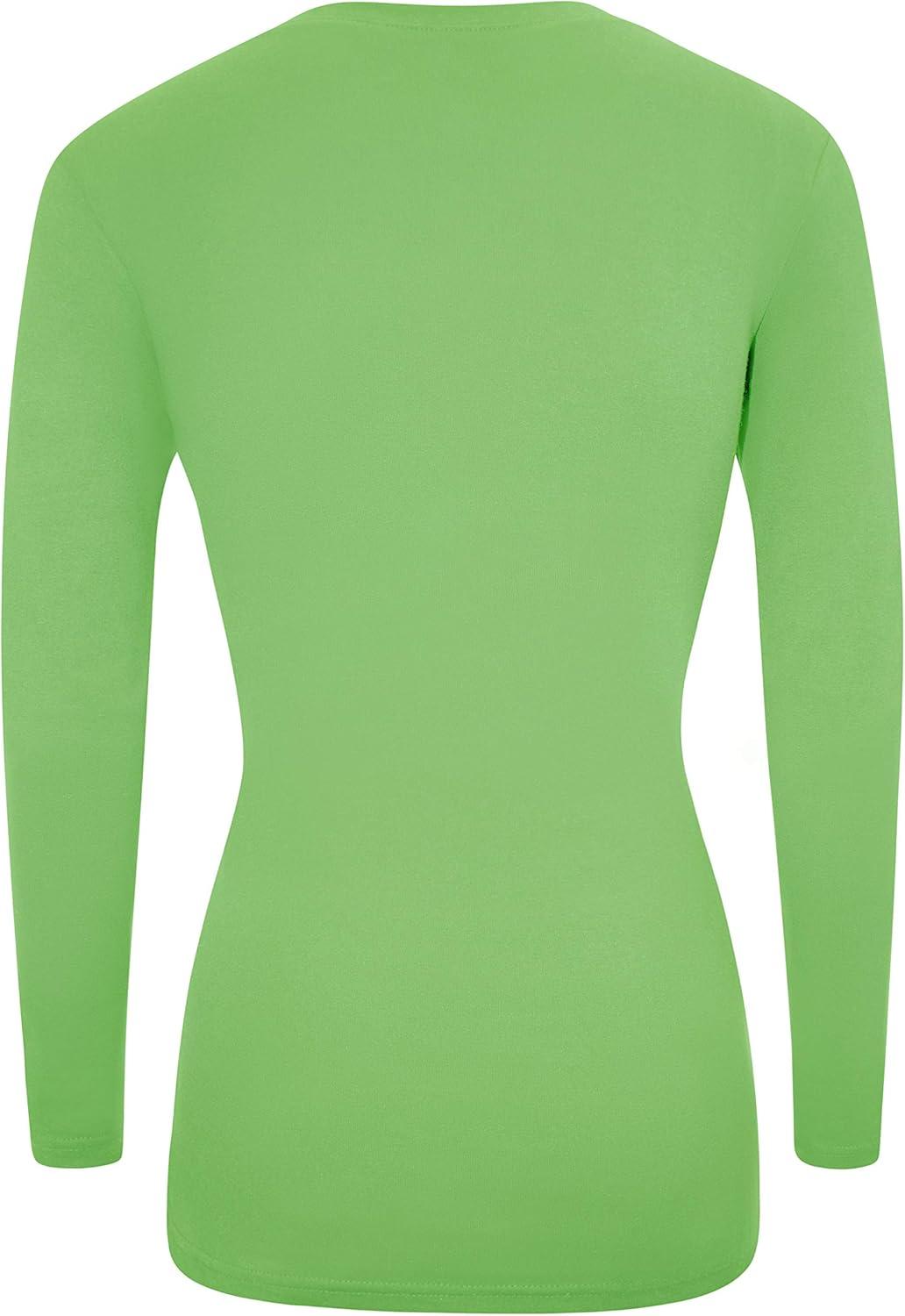 imageMampM Scrubs Womens Long Sleeve VNeck Under Scrub Stretch TShirt3PackLime Green