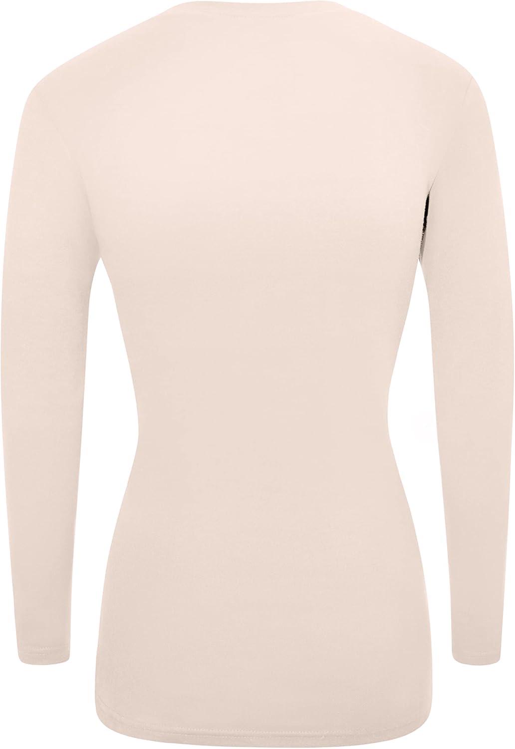 imageMampM Scrubs Womens Long Sleeve VNeck Under Scrub Stretch TShirt3PackNude