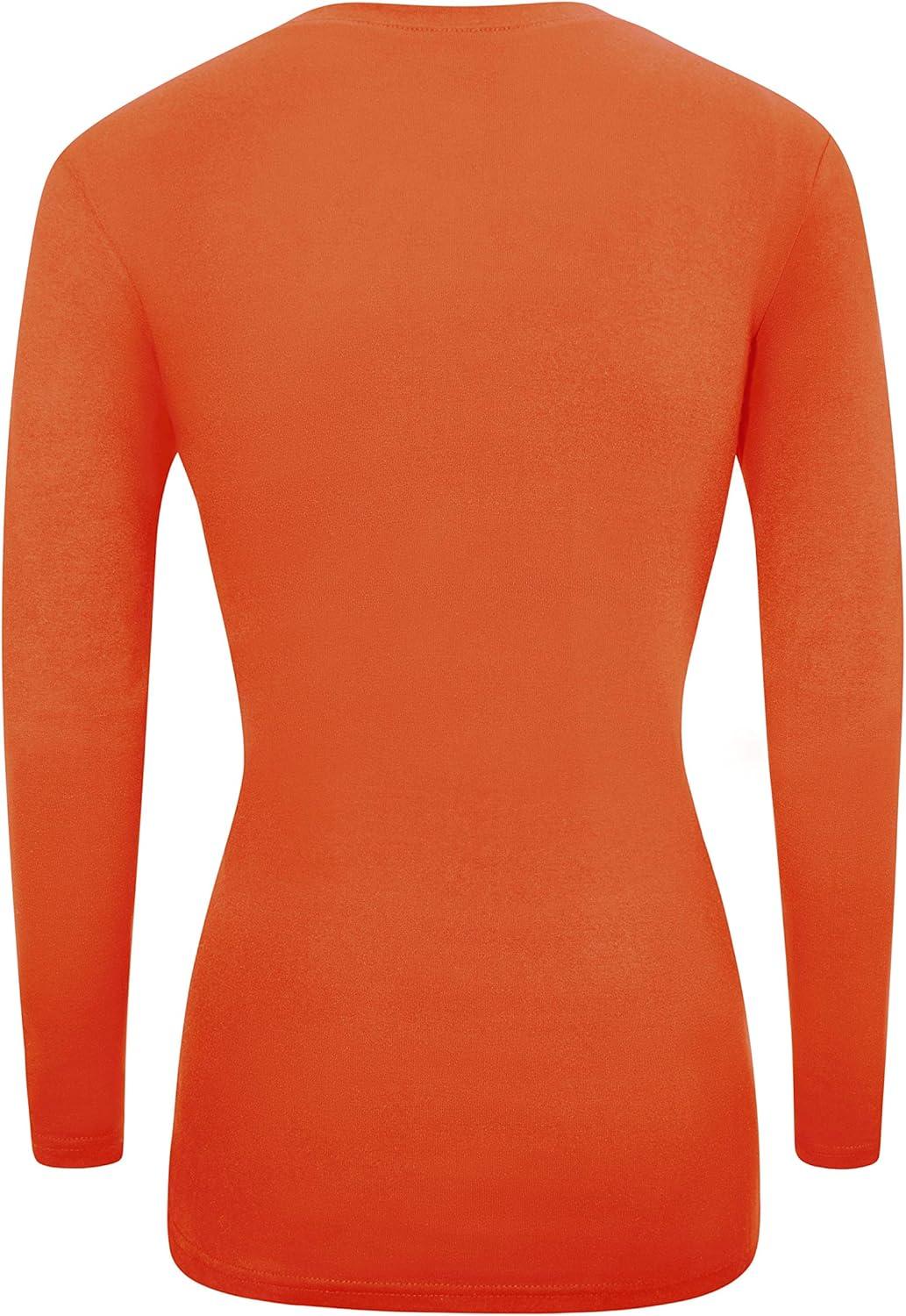imageMampM Scrubs Womens Long Sleeve VNeck Under Scrub Stretch TShirt3PackOrange