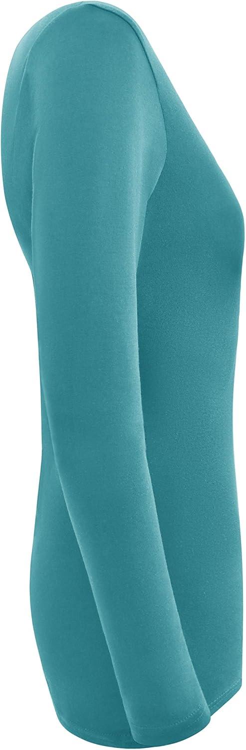 imageMampM Scrubs Womens Long Sleeve VNeck Under Scrub Stretch TShirt3PackTeal Blue