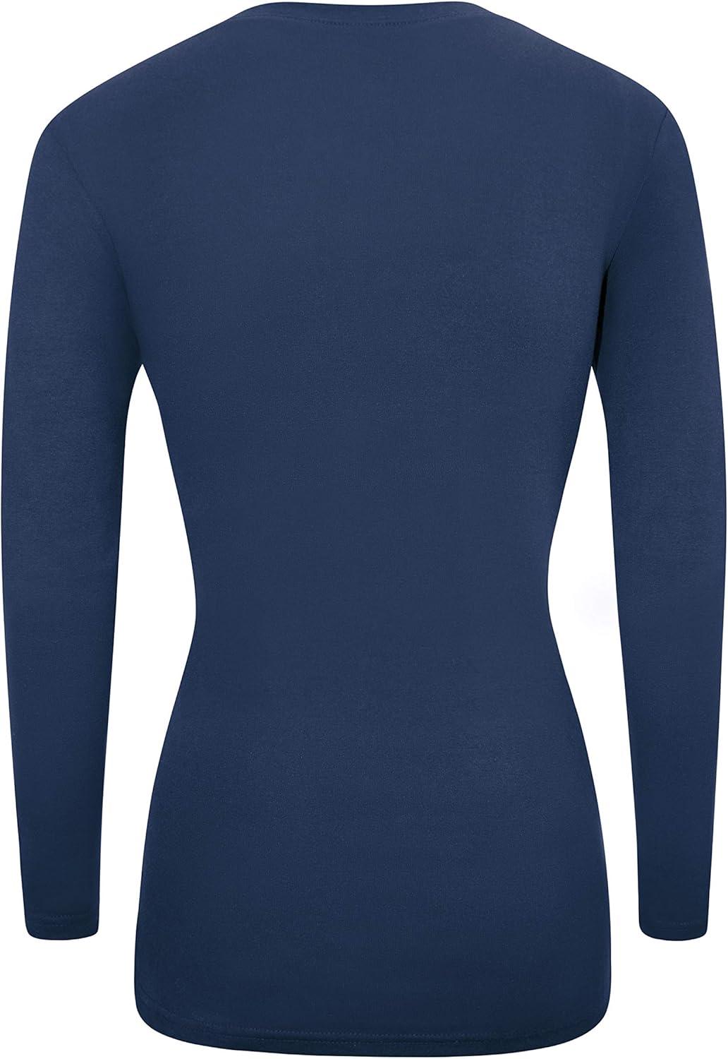 imageMampM Scrubs Womens Long Sleeve VNeck Under Scrub Stretch TShirt3PackTrue Navy Blue