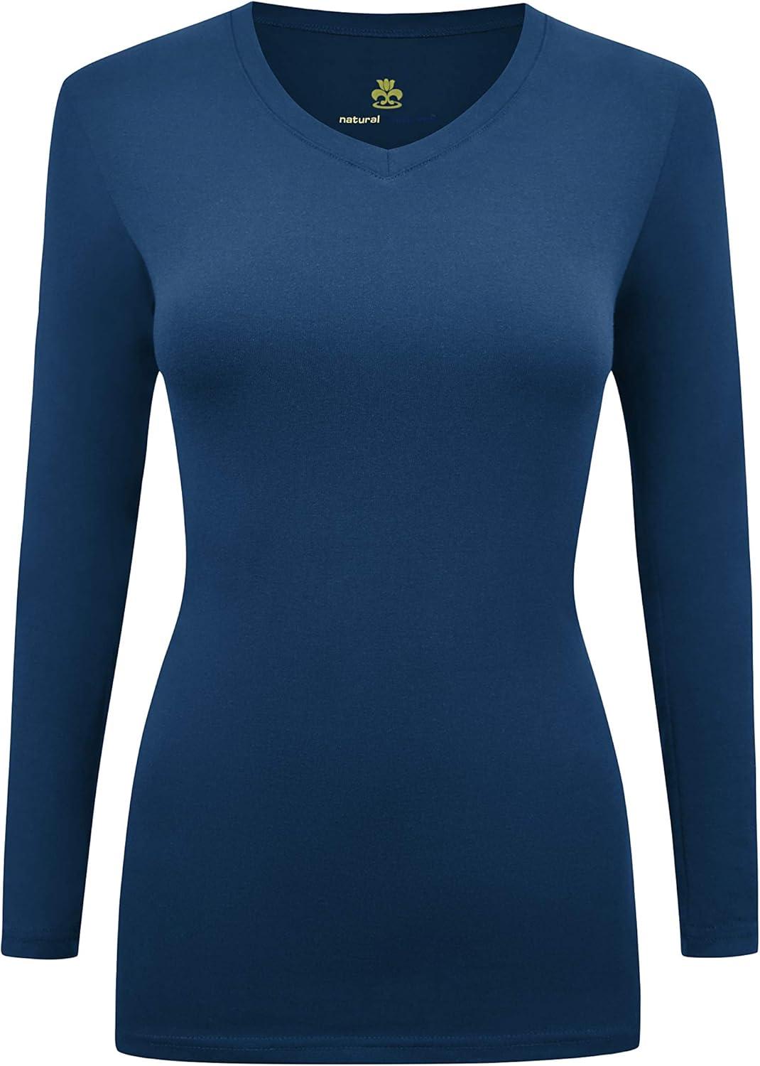 imageMampM Scrubs Womens Long Sleeve VNeck Under Scrub Stretch TShirt3PackTrue Navy Blue