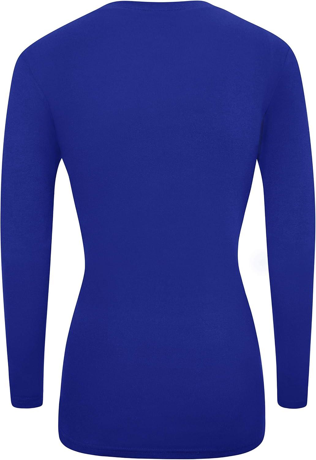 imageMampM Scrubs Womens Long Sleeve VNeck Under Scrub Stretch TShirt3PackTrue Royal Blue