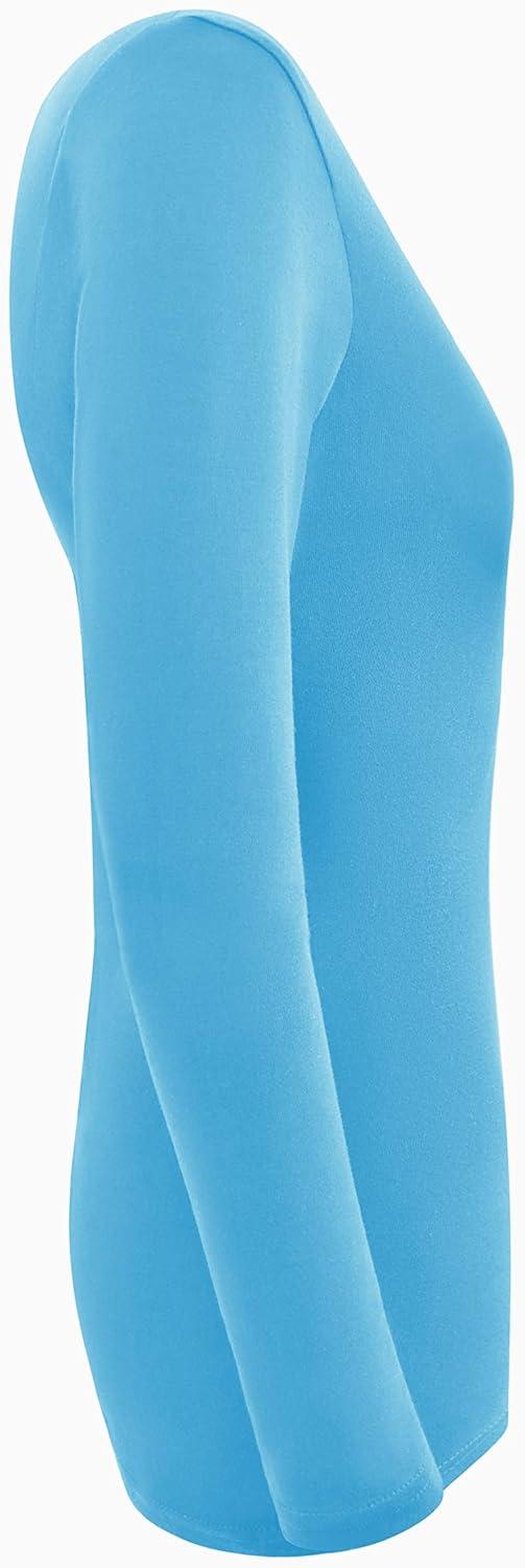 imageMampM Scrubs Womens Long Sleeve VNeck Under Scrub Stretch TShirt3PackWater Blue