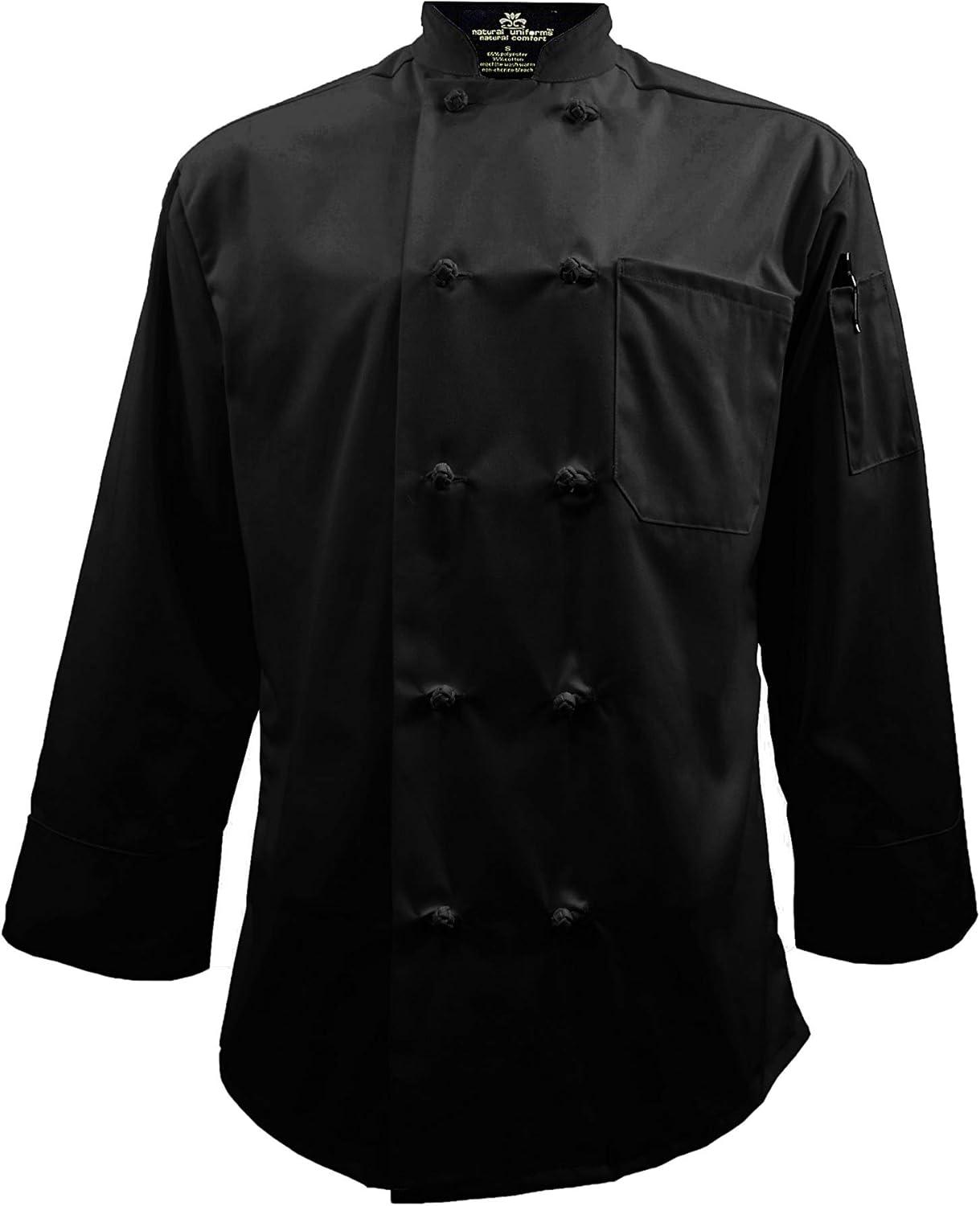 imageNatural Uniforms Chef Coat with Knotted ButtonsMulti Pack QuantitiesBlack3