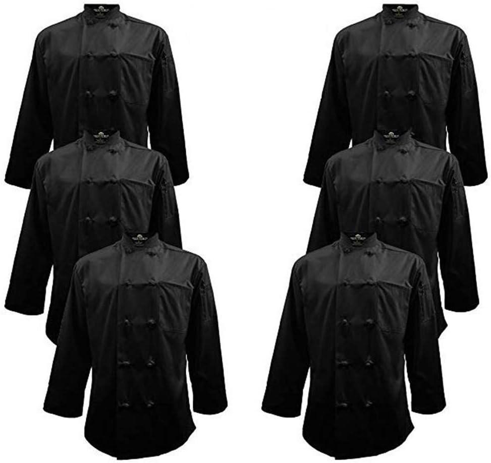 imageNatural Uniforms Chef Coat with Knotted ButtonsMulti Pack QuantitiesBlack6