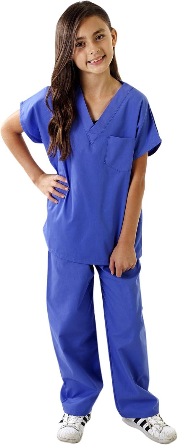 imageNatural Uniforms Childrens Scrub SetSoft TouchRole Play Costume Set True Navy Blue 4Ceil Blue