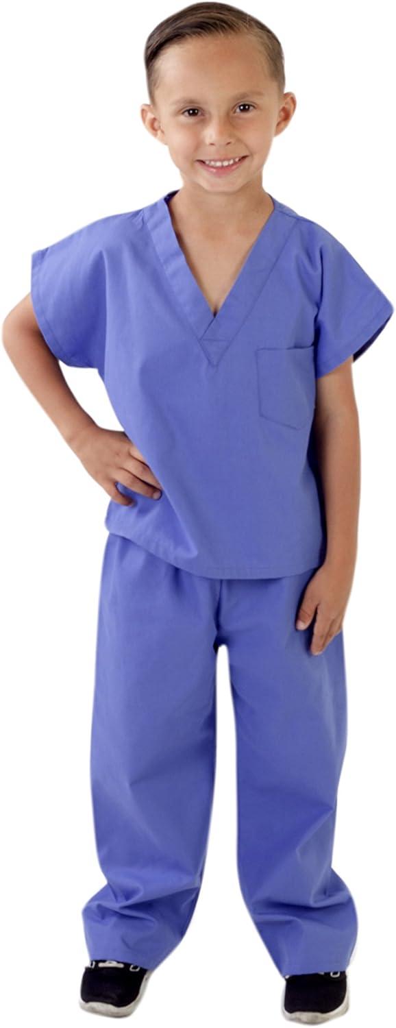imageNatural Uniforms Childrens Scrub SetSoft TouchRole Play Costume Set True Navy Blue 4Ceil Blue