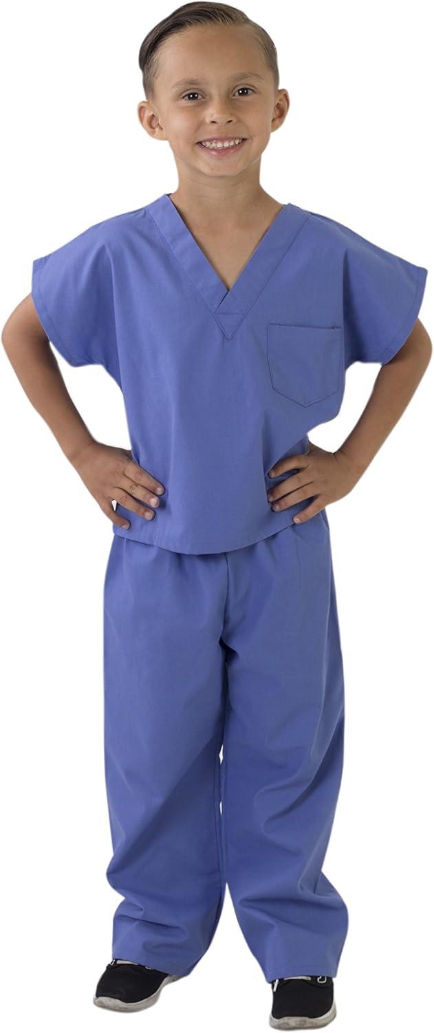 imageNatural Uniforms Childrens Scrub SetSoft TouchRole Play Costume Set True Navy Blue 4Ceil Blue