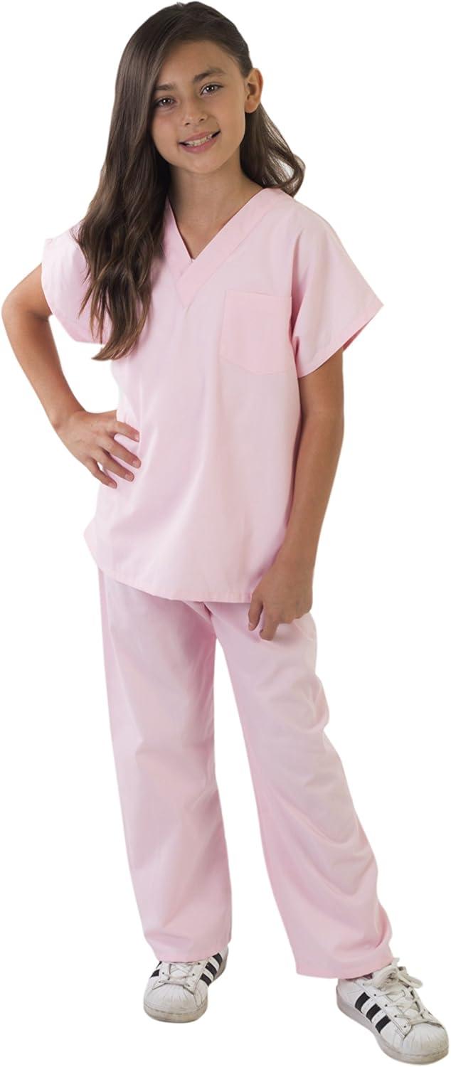 imageNatural Uniforms Childrens Scrub SetSoft TouchRole Play Costume Set True Navy Blue 4Pink
