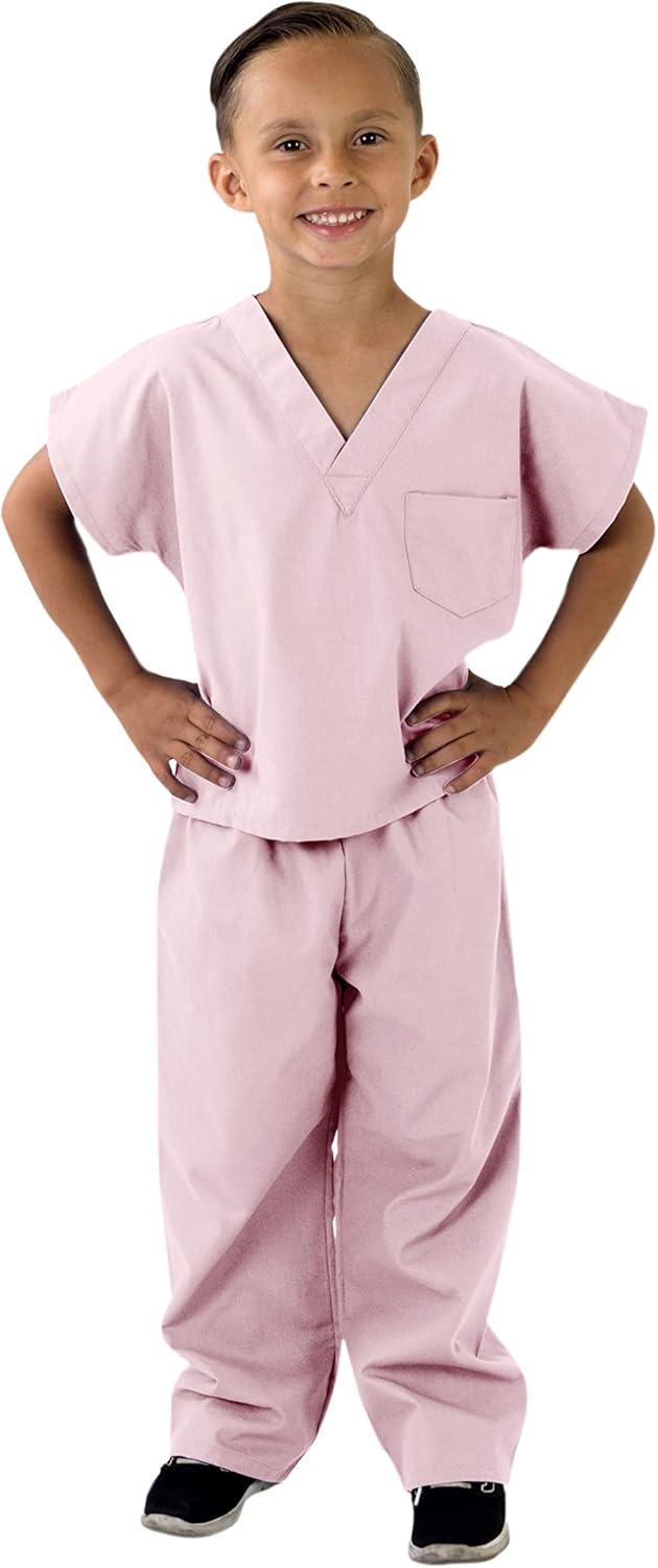 imageNatural Uniforms Childrens Scrub SetSoft TouchRole Play Costume Set True Navy Blue 4Pink