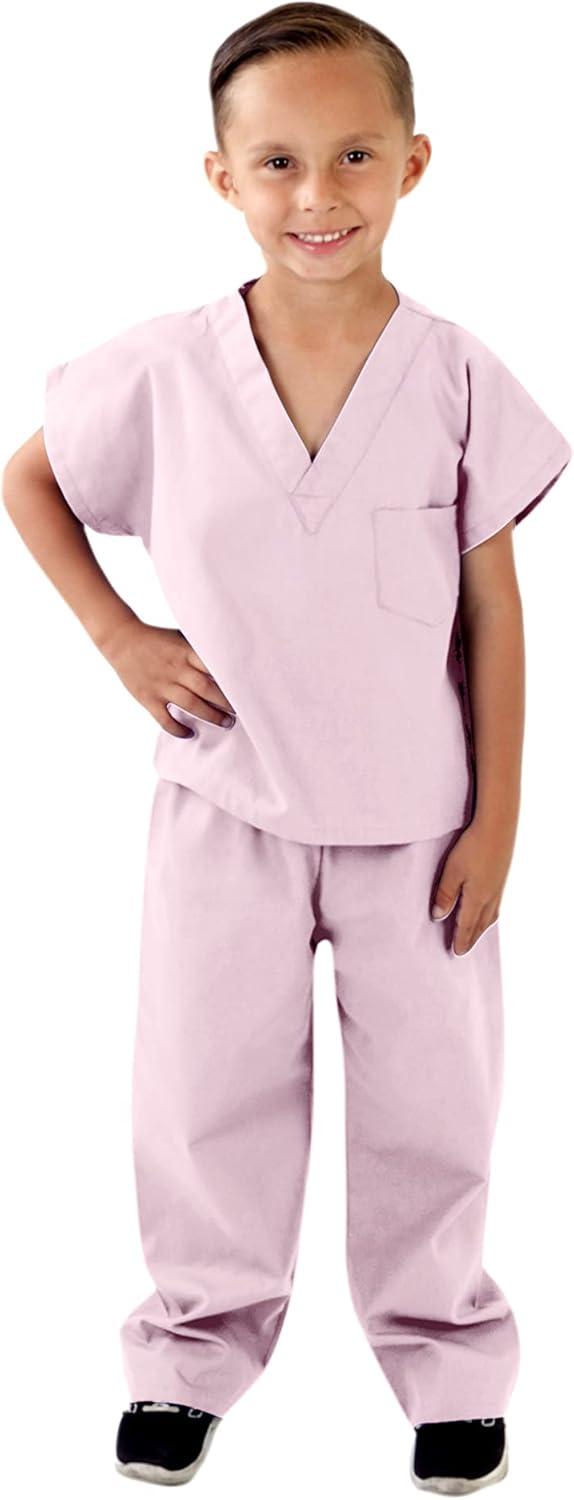 imageNatural Uniforms Childrens Scrub SetSoft TouchRole Play Costume Set True Navy Blue 4Pink